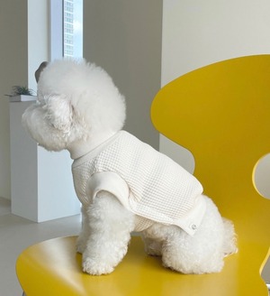 【即納】EYOU ワッフル ハイネック ベスト｜ホワイト