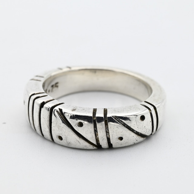 Etched Pattern Tapered Design Ring #17.5 / Mexico