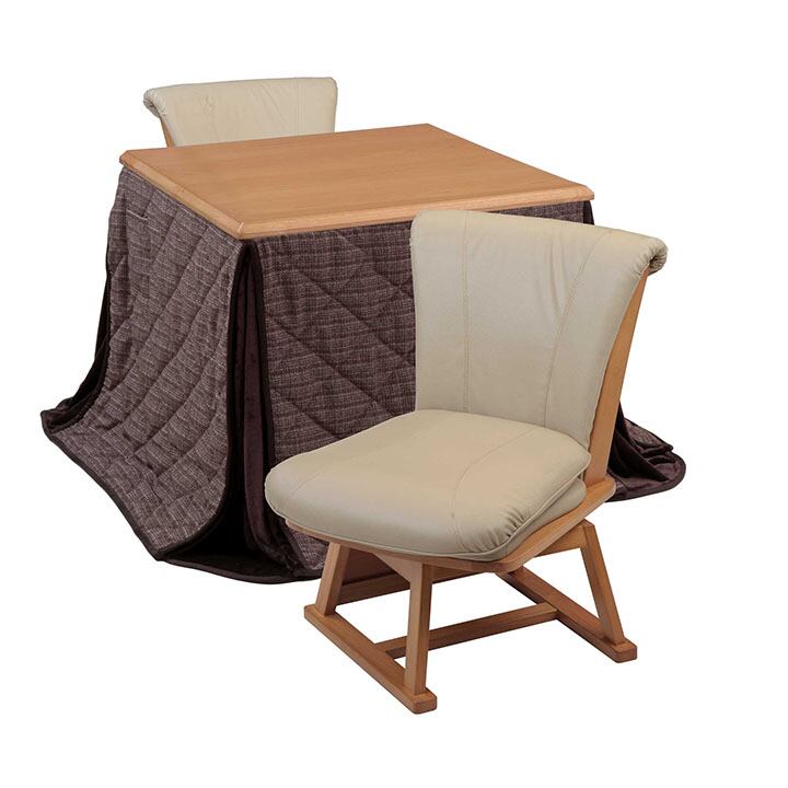 こたつ台 ダイニングこたつつばき80NA4点セット 80×80×70cm