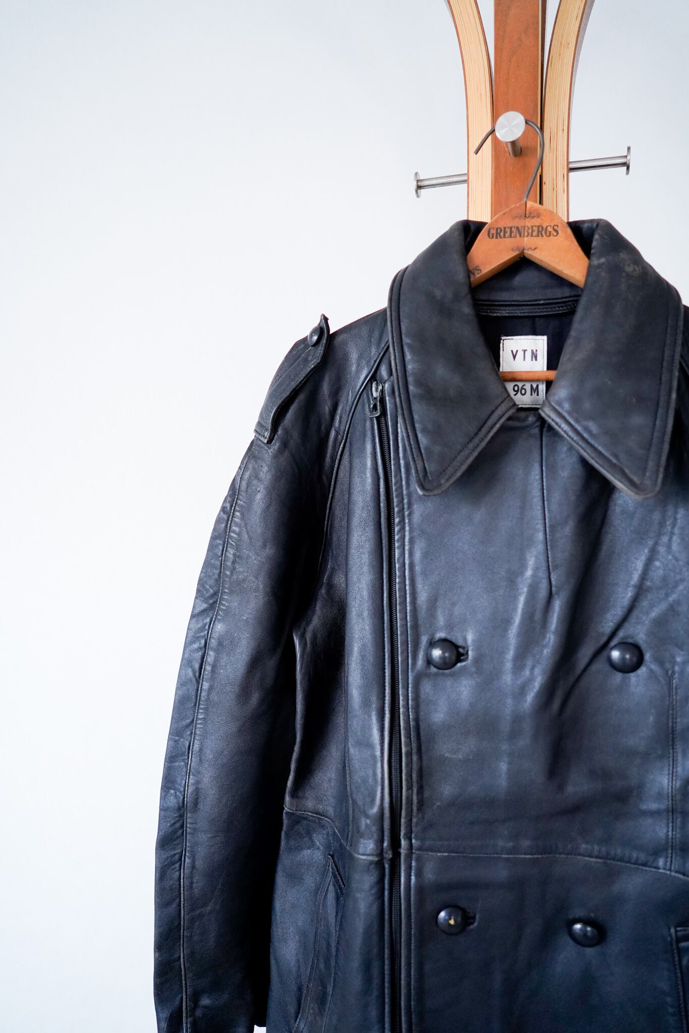 【1980s】"Motorcyclist" French Army Leather JKT / 302m
