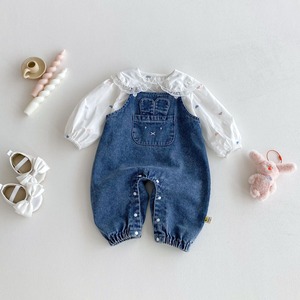 【BABY】ウサギポケットデニムサロペット