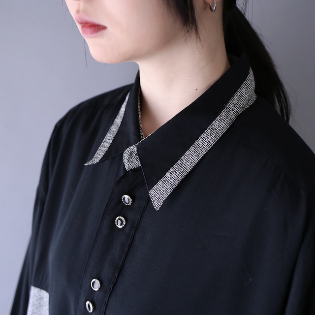 2-button and switching pattern design over silhouette shirt