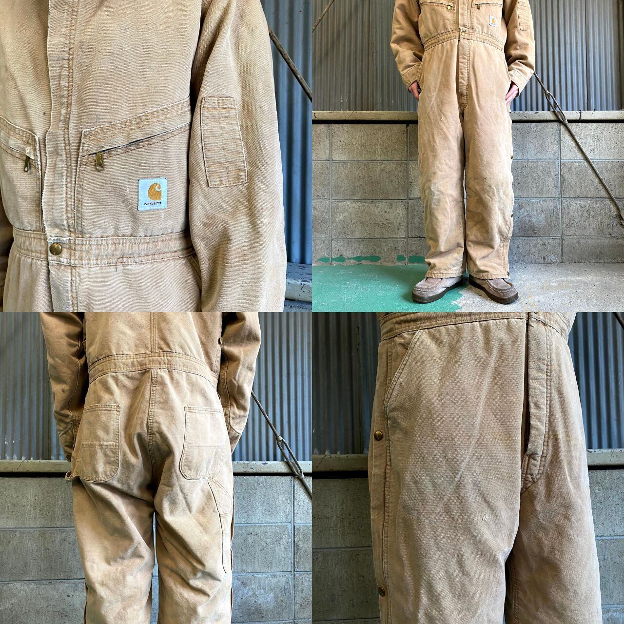 80年代 USA製 Carhartt カーハート ダック地 つなぎ メンズＷ44 古着 キルティングライナー キャメルブラウン 茶色 80s  ビンテージ ヴィンテージ【オーバーオール】【AL2110】 | cave 古着屋【公式】古着通販サイト