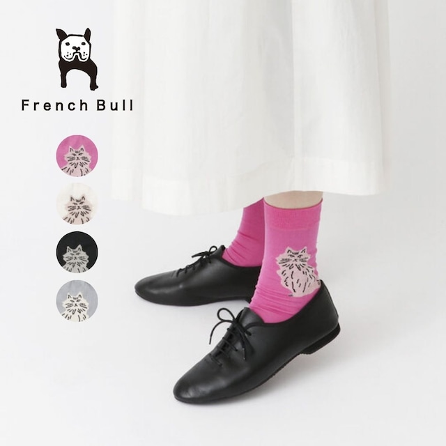 フレンチブル French Bull 靴下 レディース メルシーソックス 通年 オールシーズン 薄手 国産 日本製 綿 ナイロン 猫 ネコ おしゃれ かわいい ギフト プレゼント グレー ブラック ホワイト ピンク 23-25cm 11-24116 Fr068