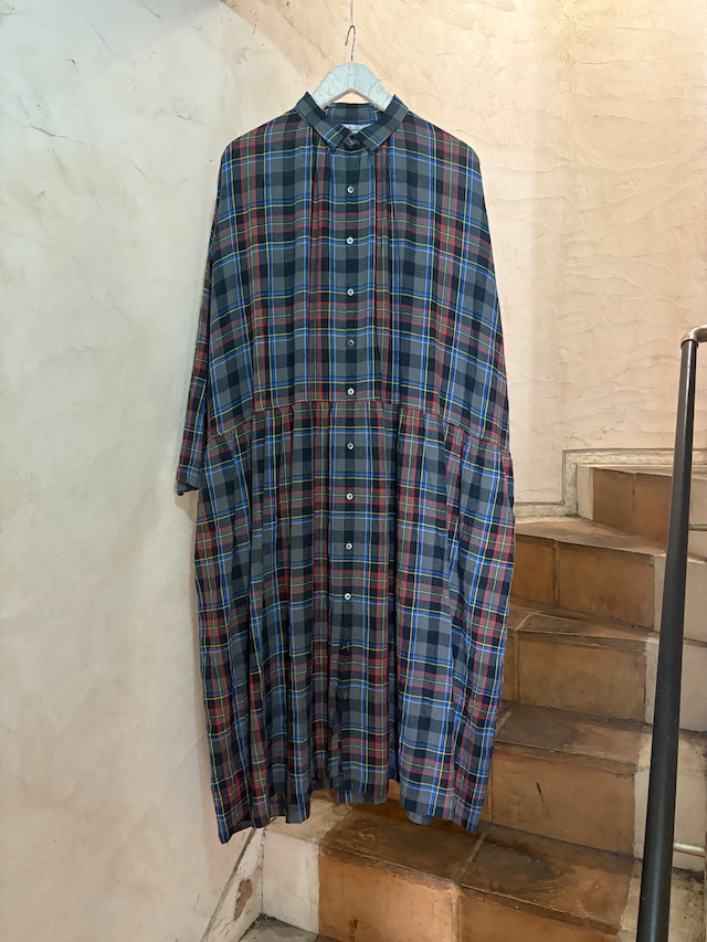 ICHI ANTIQUINTÉS | TARTAN CHECK DRESS-gray