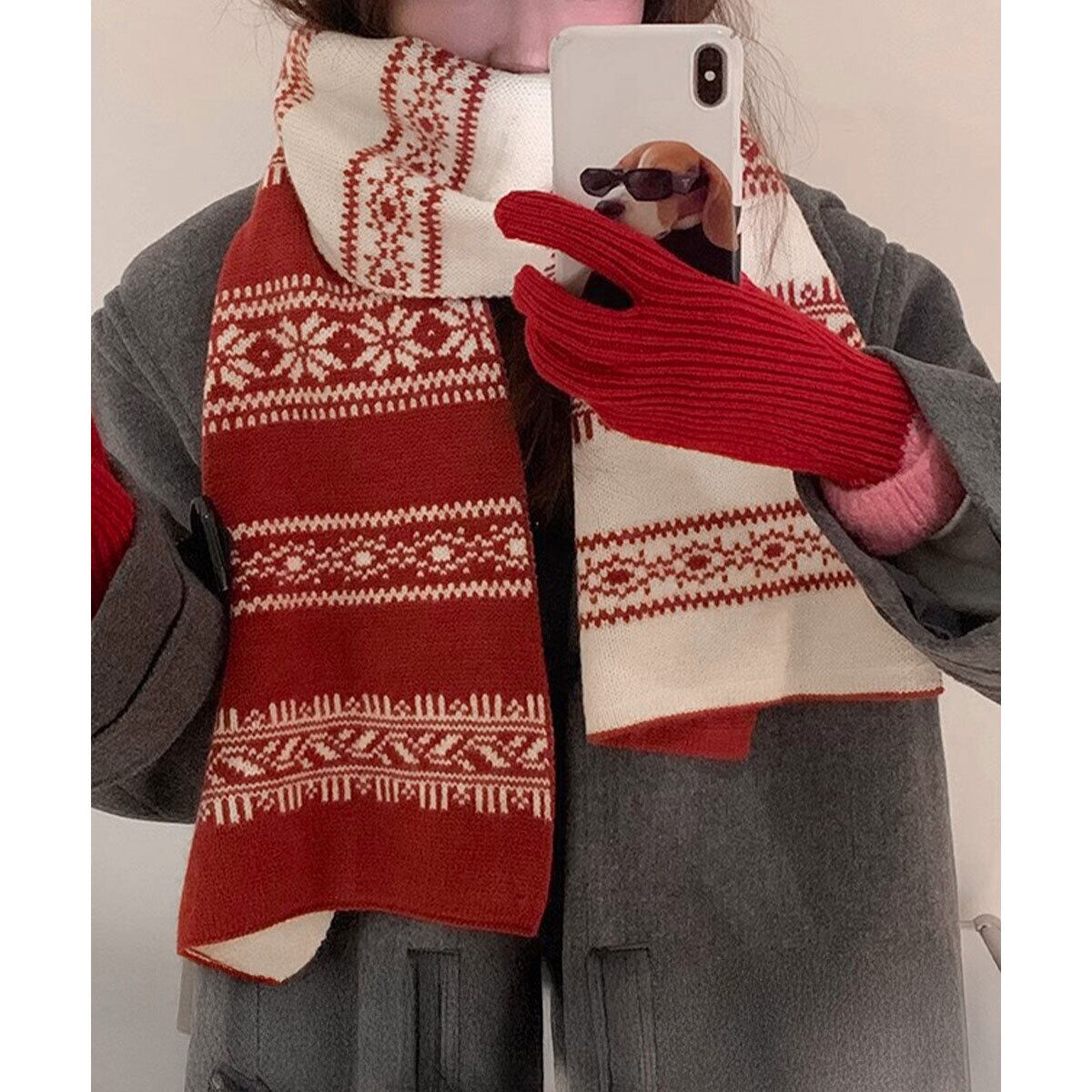 ノルディック柄 北欧風 マフラー 防寒 保温 レディース 秋冬 おしゃれ きれいめ 大人 かわいい プレゼント ギフト クリスマス 誕生日 大人可愛い 大人女子