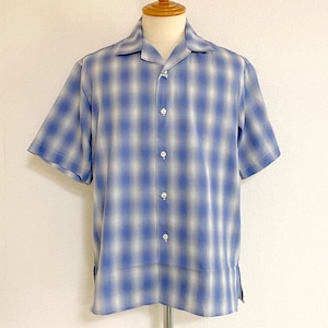 Check Open Collar Shirts　Blue