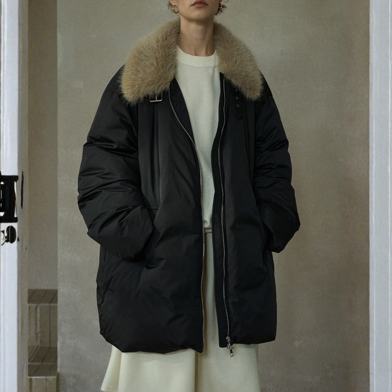 Volume High Neck Down Coat T3869