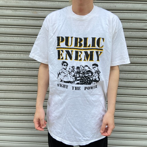 90s USA製 PUBLIC ENEMY プリントTシャツ ラップt 白 XL