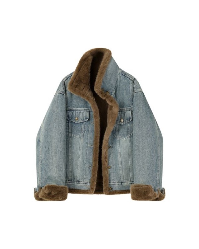 Furry denim jacket　TH3650
