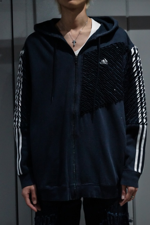【add (C) vintage】"Original Remake" Asymmetry Crash Design Loose Zip Up Parka