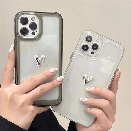 【送料無料】 iPhoneケース 7p~13 ハート l クリアケース 大人可愛い スマホケース 韓国っぽ