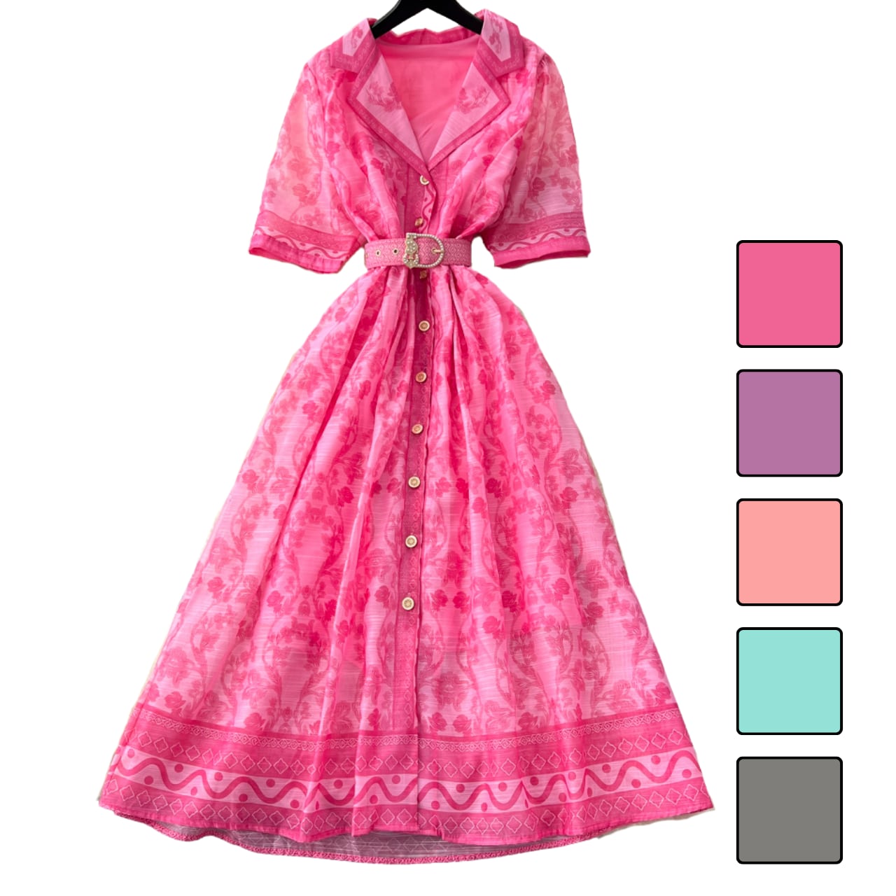 フラワーシャツワンピース 5color L2107