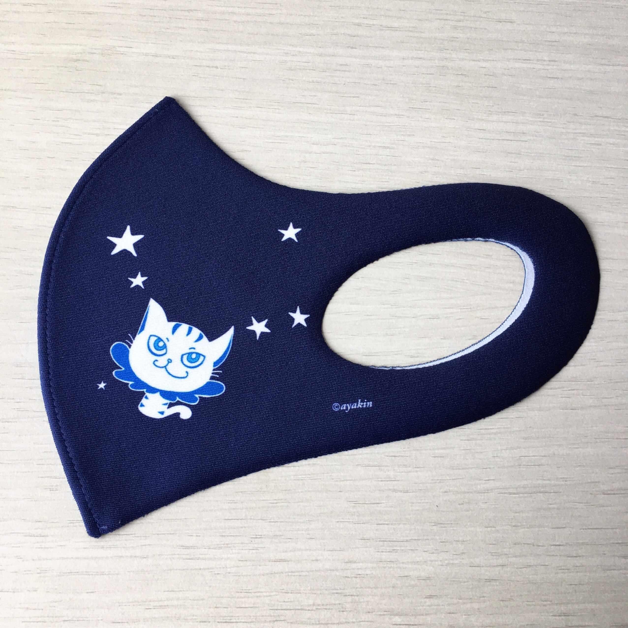 ayakin 立体マスク レオ 濃紺 猫マスク 白猫ウメちゃん マスク 洗濯50