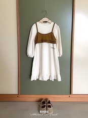 韓国子供服 / BANANA J / 26Autumn / レターリング ワッフルワンピース / 秋服 / キッズ *XS~JS*