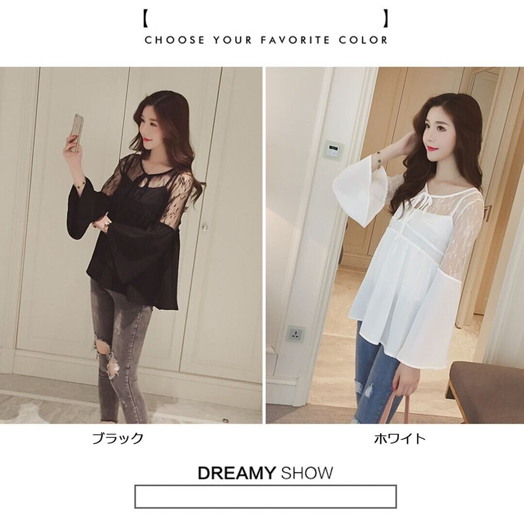 レディース セットアップ シースルートップス キャミソール 春夏 アンサンブル Sora Seoul