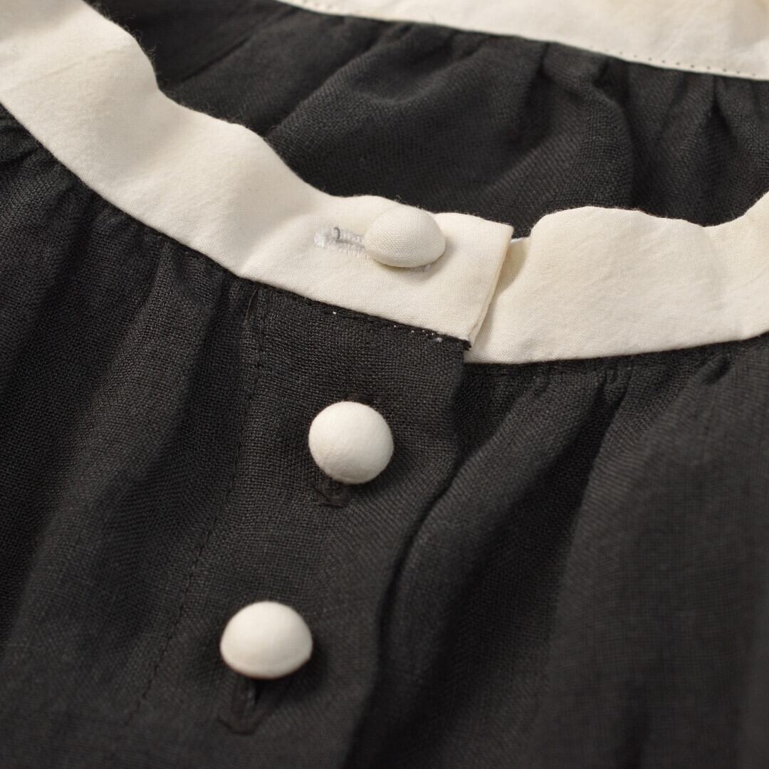 MAGALI マガリ ベルギーリネン・アンティーク・ブラウス・ブラック