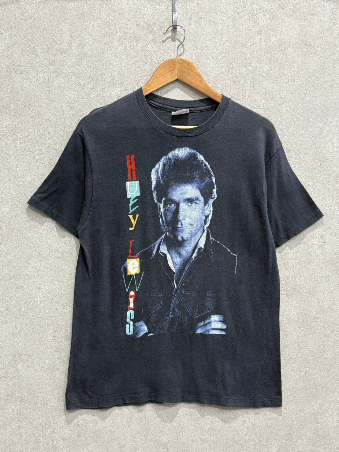 HUEY LEWIS バンドTシャツ ブラック L 80年代 vintage ヴィンテージ シングルステッチ コピーライト オリジナル 80s 古着 80年代 80s