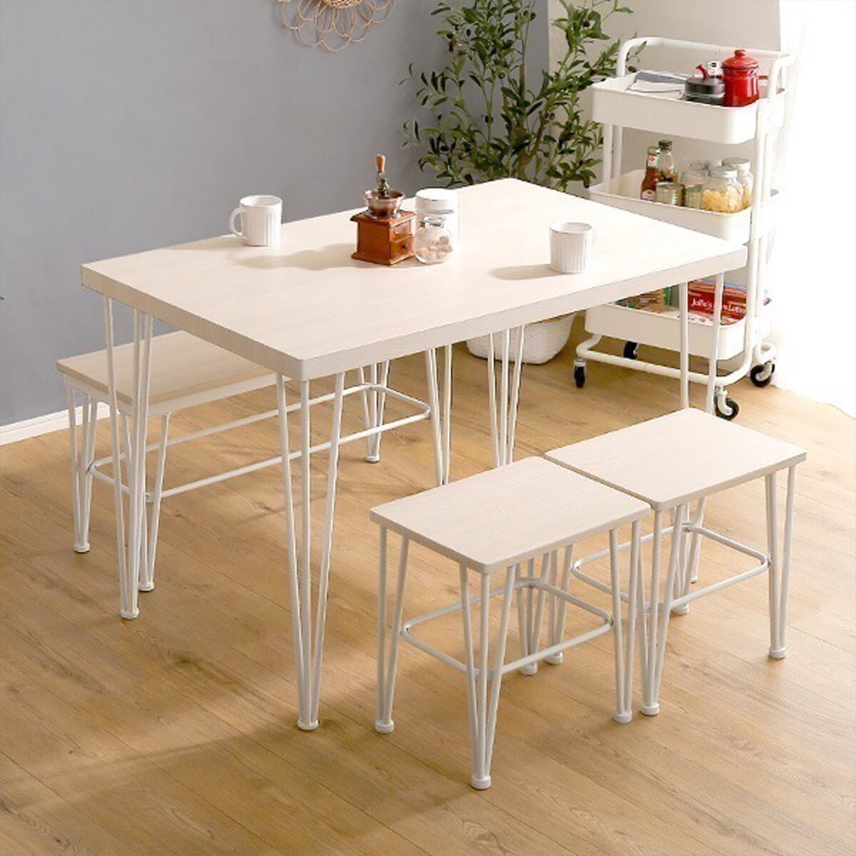 さわやかな ダイニング 4点セット テーブル+椅子2脚+ベンチ1脚