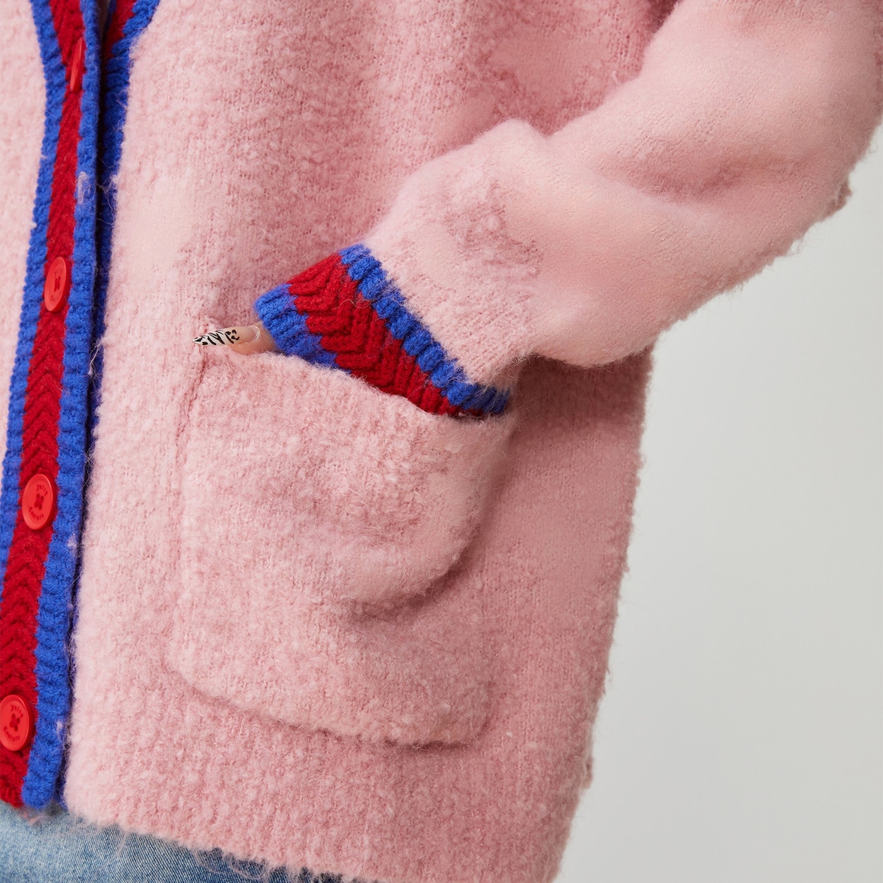 Vネック パッチワークカーディガン H0041