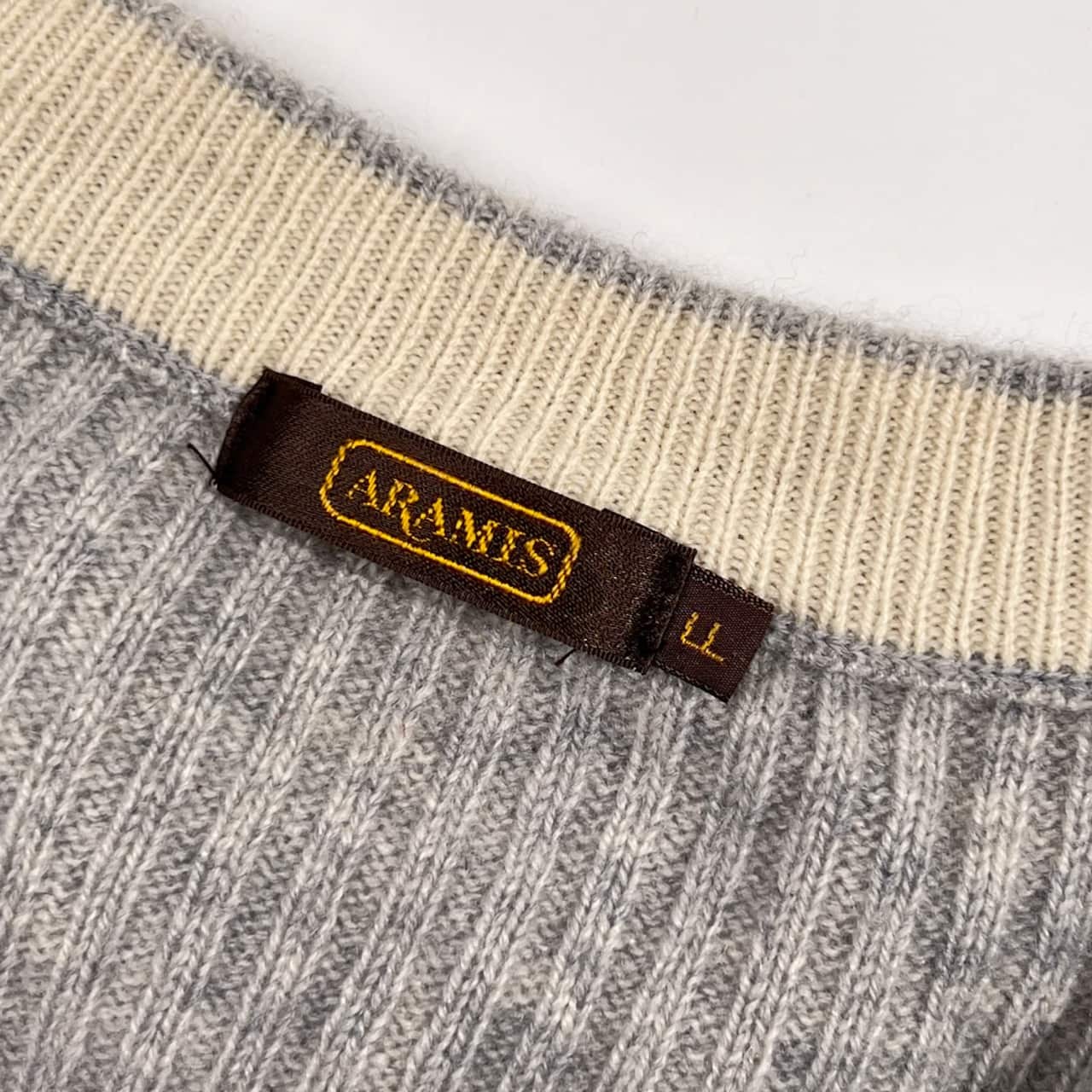 カシミヤ100% ARAMIS アラミス リブ編み ニット ベスト LL/グレー メンズ