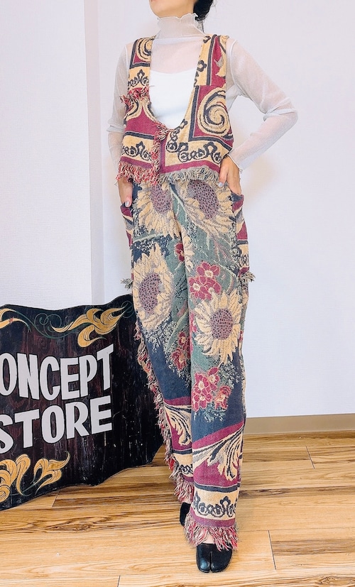 Vintage rag overalls ひまわり