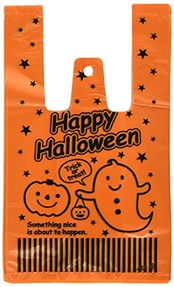 手提げ袋 レジ袋 HW ハロウィン オレンジ-SS (200枚) HW-SS