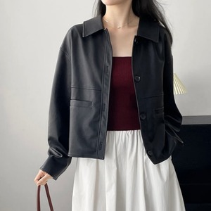 ショート丈レザージャケット　カバーオール　G0370