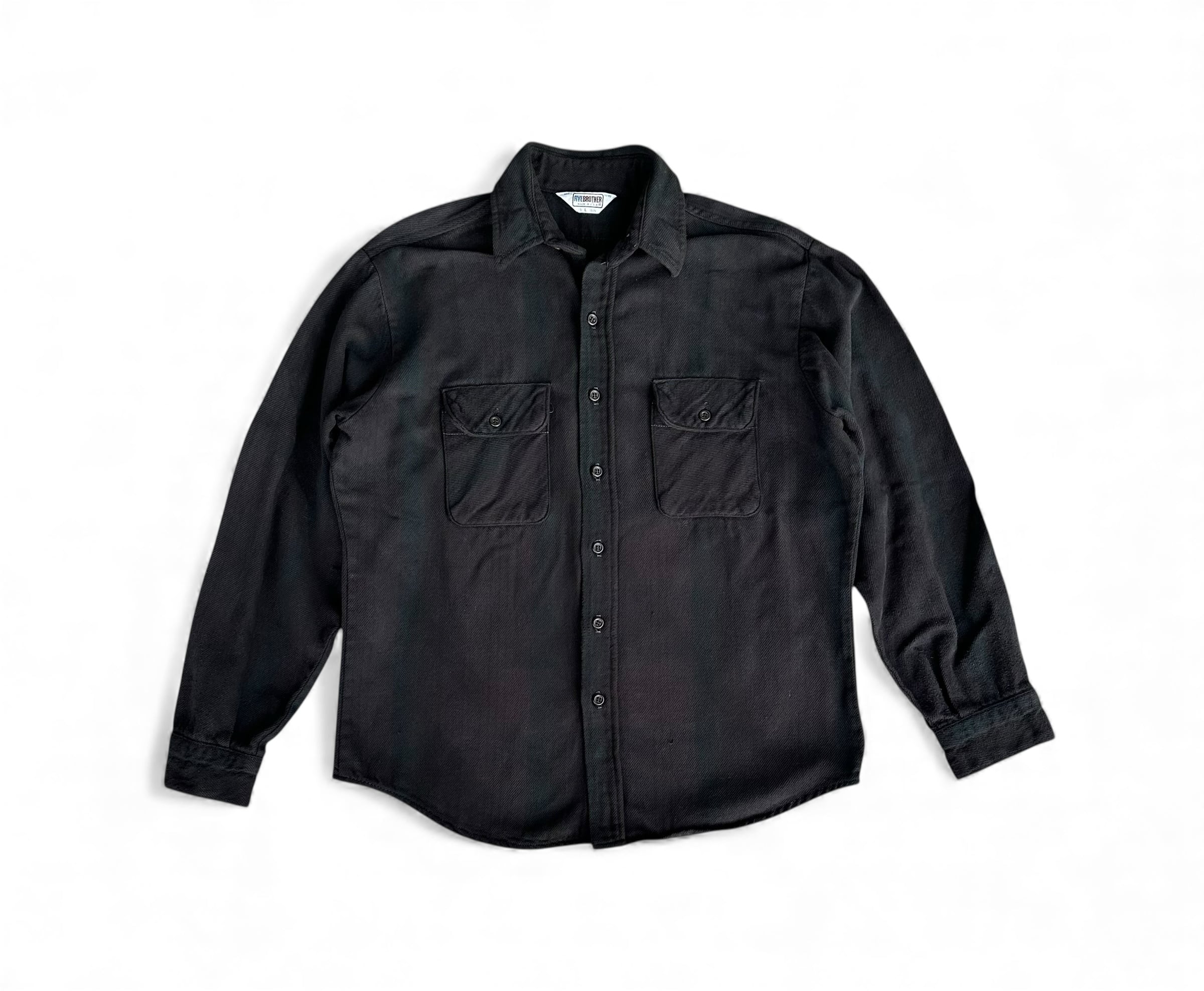 custom 黒ボタン③ 1980's five brother black blue check nel XL