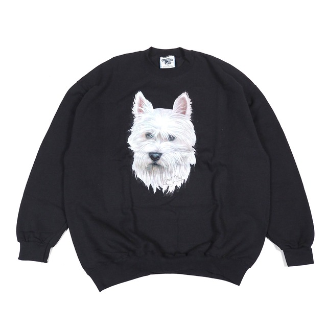 【NOS】Dog print sweatshirt XL "Robert J.May" /90's Lee Heavy weight スウェットシャツ 犬 シュナウザー ブラック