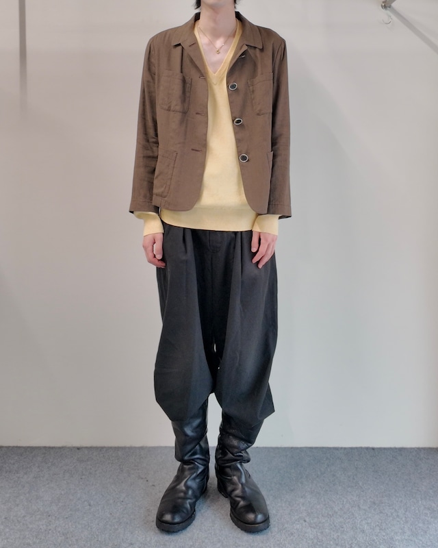 【Salvatore Ferragamo】yellow v-neck knit