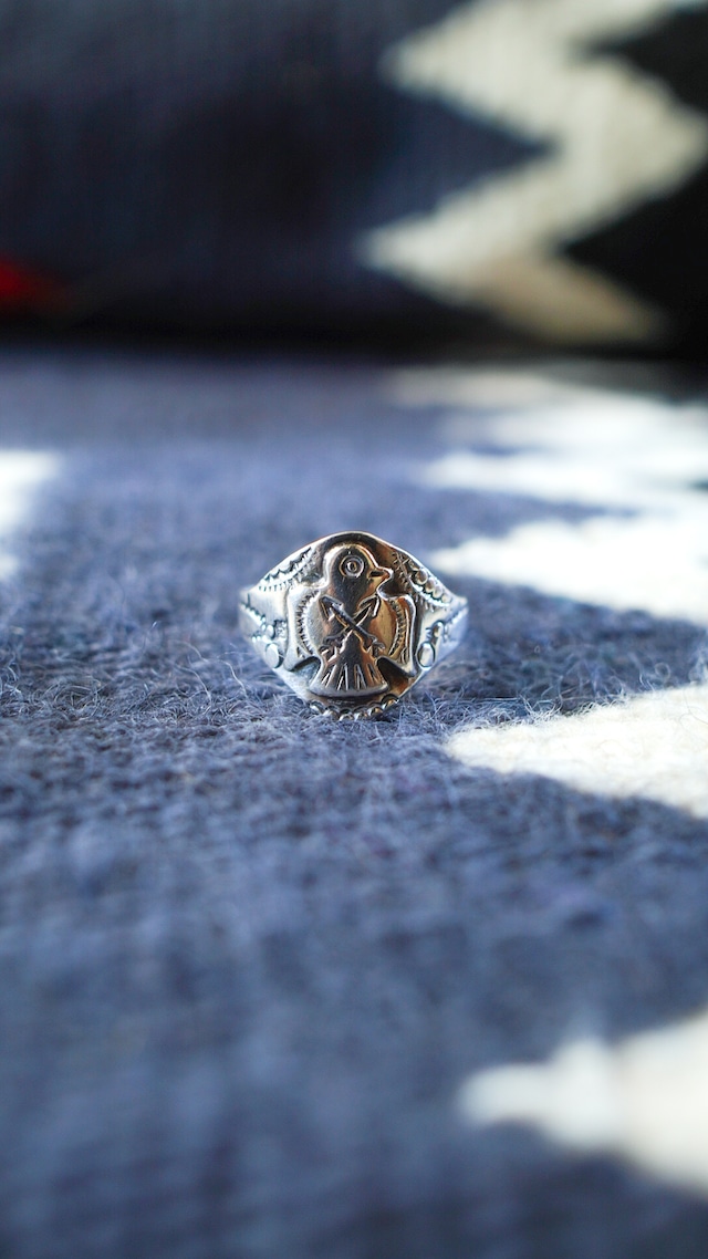 【1940-1950s】ナバホ サンダーバード & クロスアロー リング 《フレッドハービースタイル シルバー ヴィンテージ》