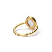S925 SINGLE STONE MATT RING -GOLD RUTILE QUARTZ- 4