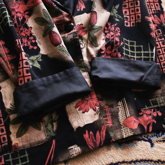 "桜色” flower and square pattern 1b easy tailored jacket