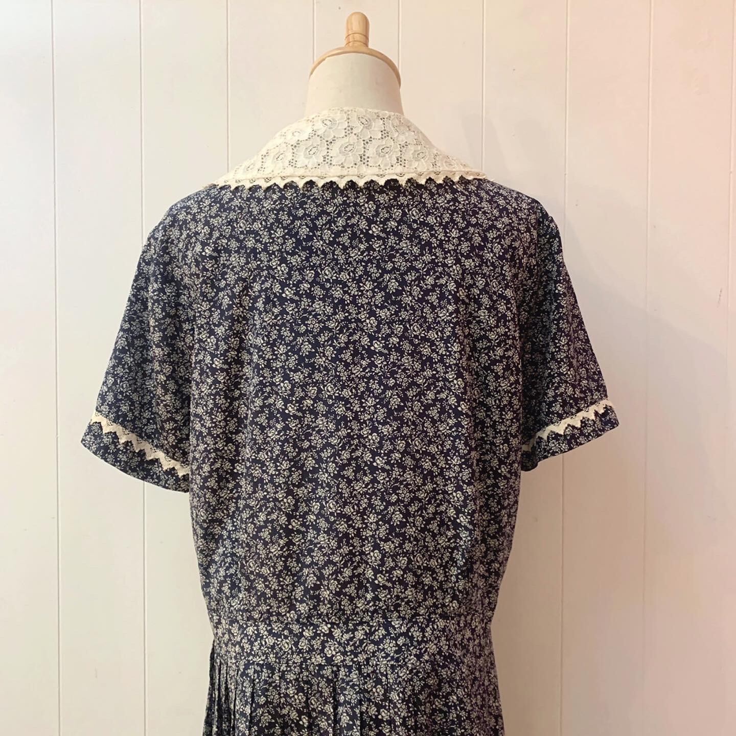 flower lace sailor collar navy one-piece