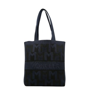 モンクレール ロゴ トートバッグ ショルダーバッグ ネイビー ブラック ニット レディース MONCLER 【中古】