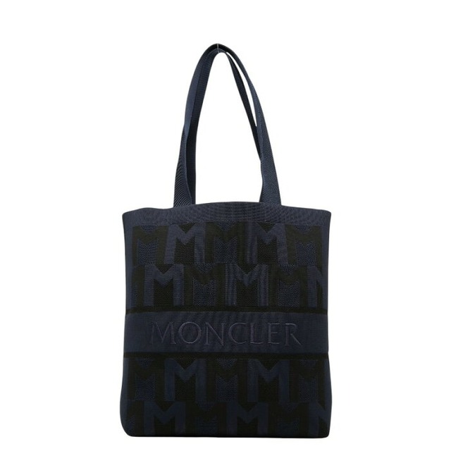 モンクレール ロゴ トートバッグ ショルダーバッグ ネイビー ブラック ニット レディース MONCLER 【中古】