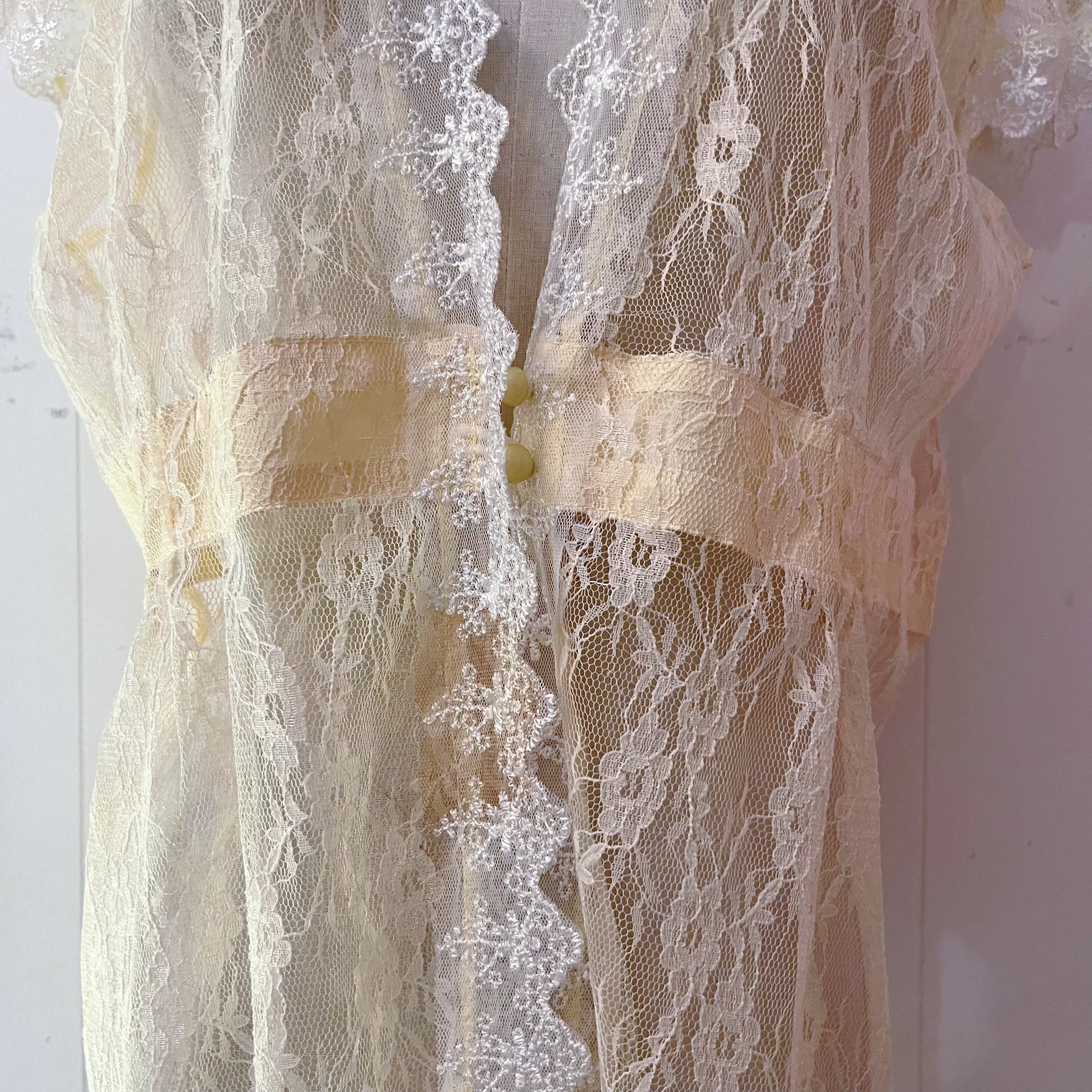 yellow lace frill blouse