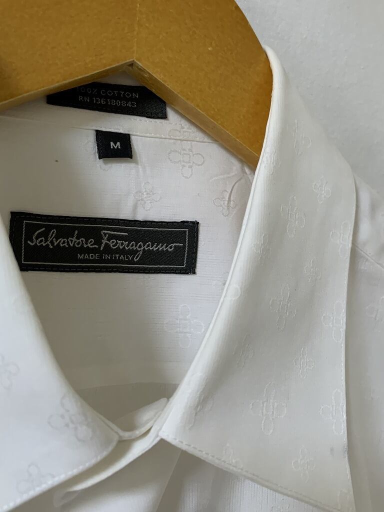 1990's Woven Design Long Sleeve Shirt "Salvatore Ferragamo"