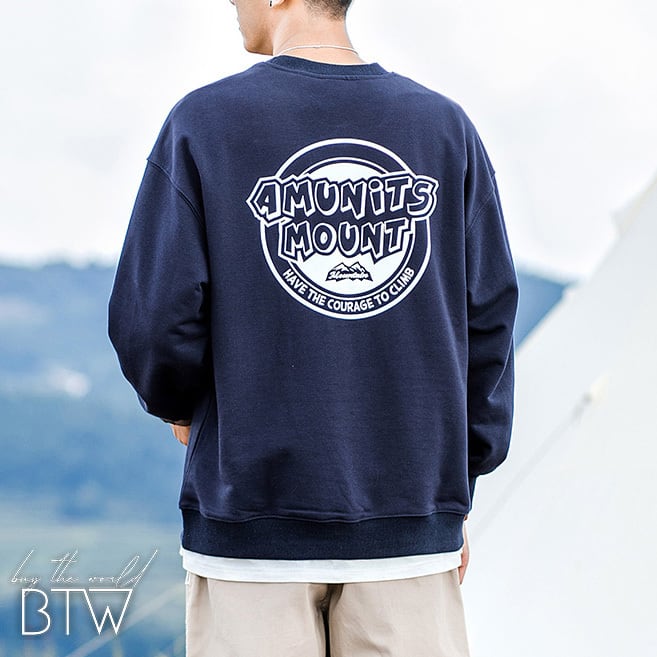 韓国メンズファッション】バックプリントトレーナー スウェット クルー  