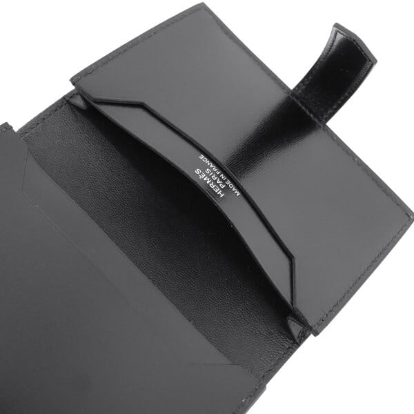 Unused HERMES エルメス カードケース ベアン ボックスカーフ 黒 二