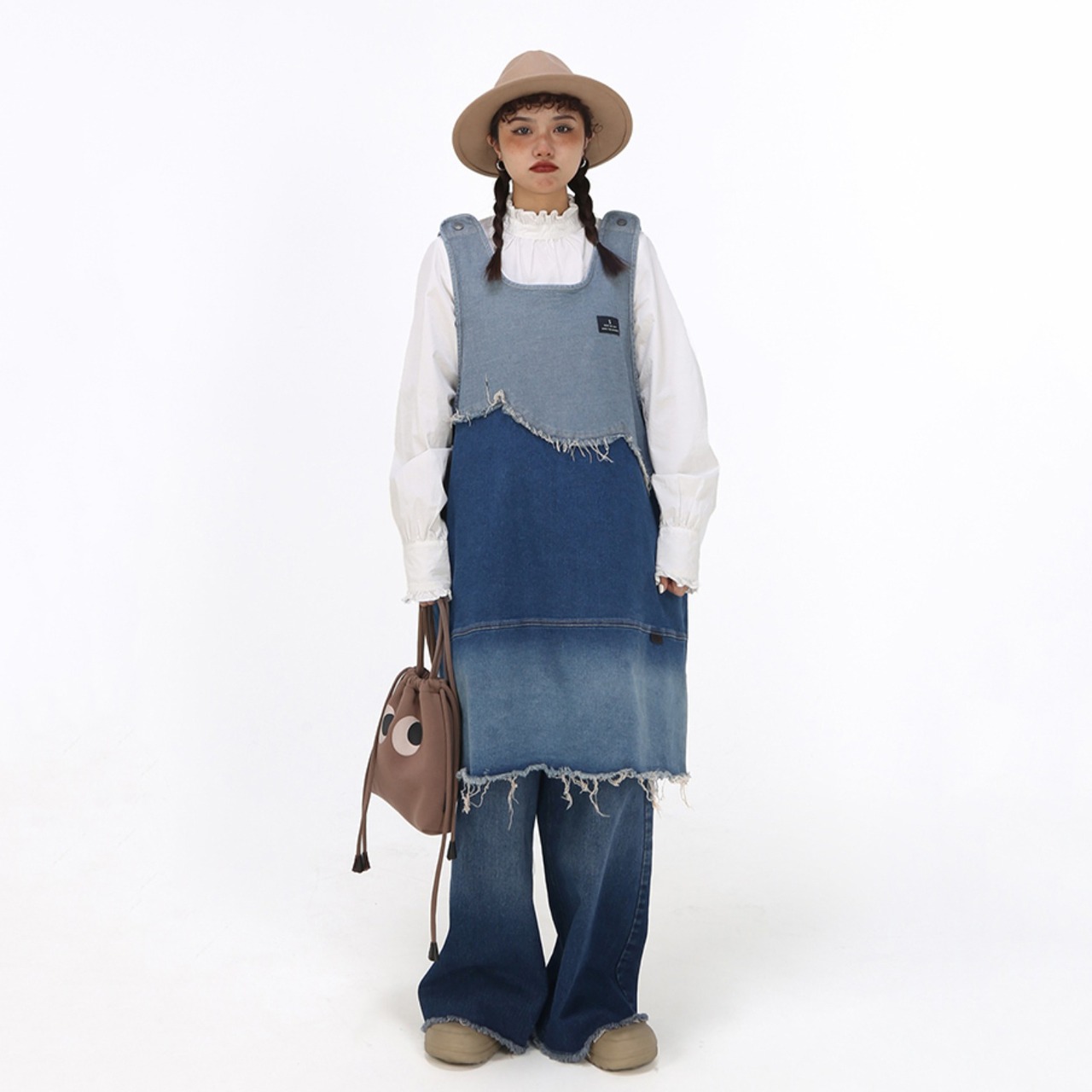 【大人気Sサイズのみ】XYJ少女の薄花桜デニムジャンパースカート