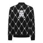 MEN JACQUARD MONOGRAM HIGH NECK CARDIGAN