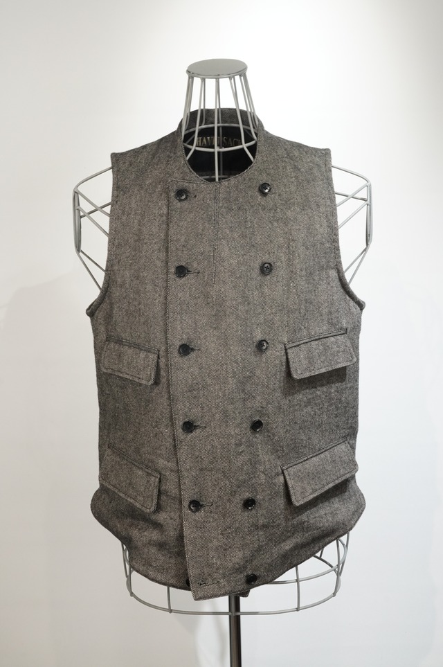 HAVERSACK /  Herringbone tweed Motorcycle Vest