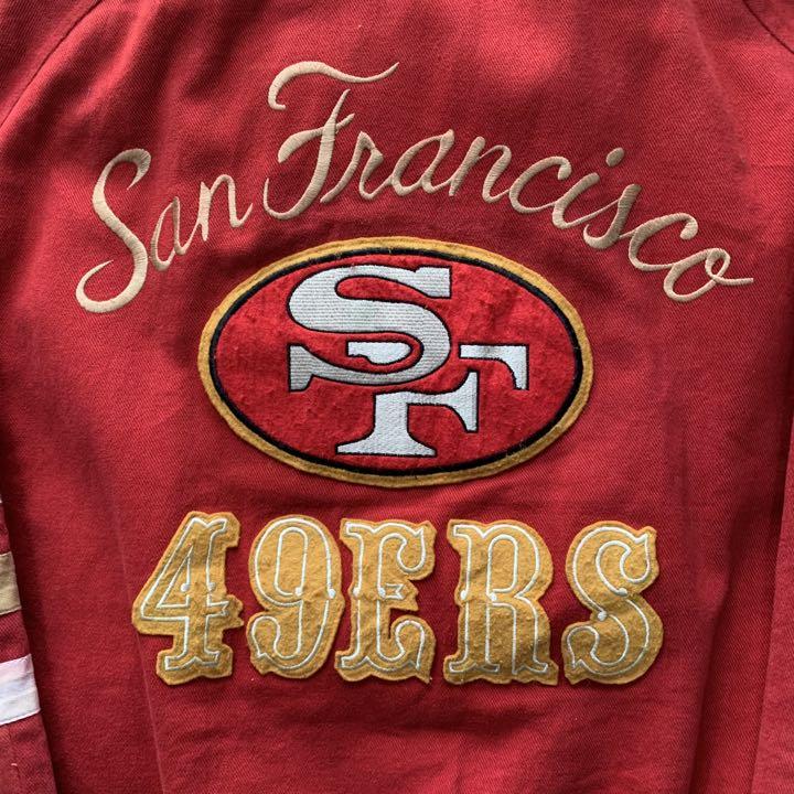 MIRAGE 49ers スタジャンコットンレッド激レア刺繍ロゴNFL | 古着屋2000