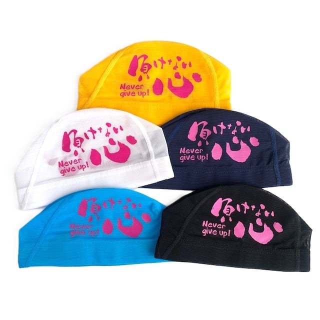 プリントメッシュキャップ【負けない心】水泳帽 水泳 帽子 競泳