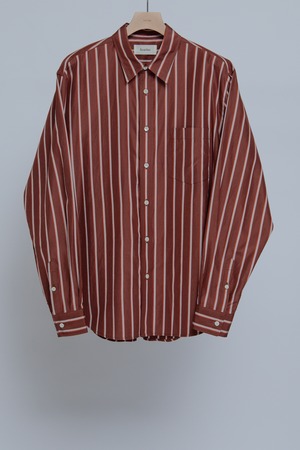 Silk Cotton Stripe Shirt - Brown