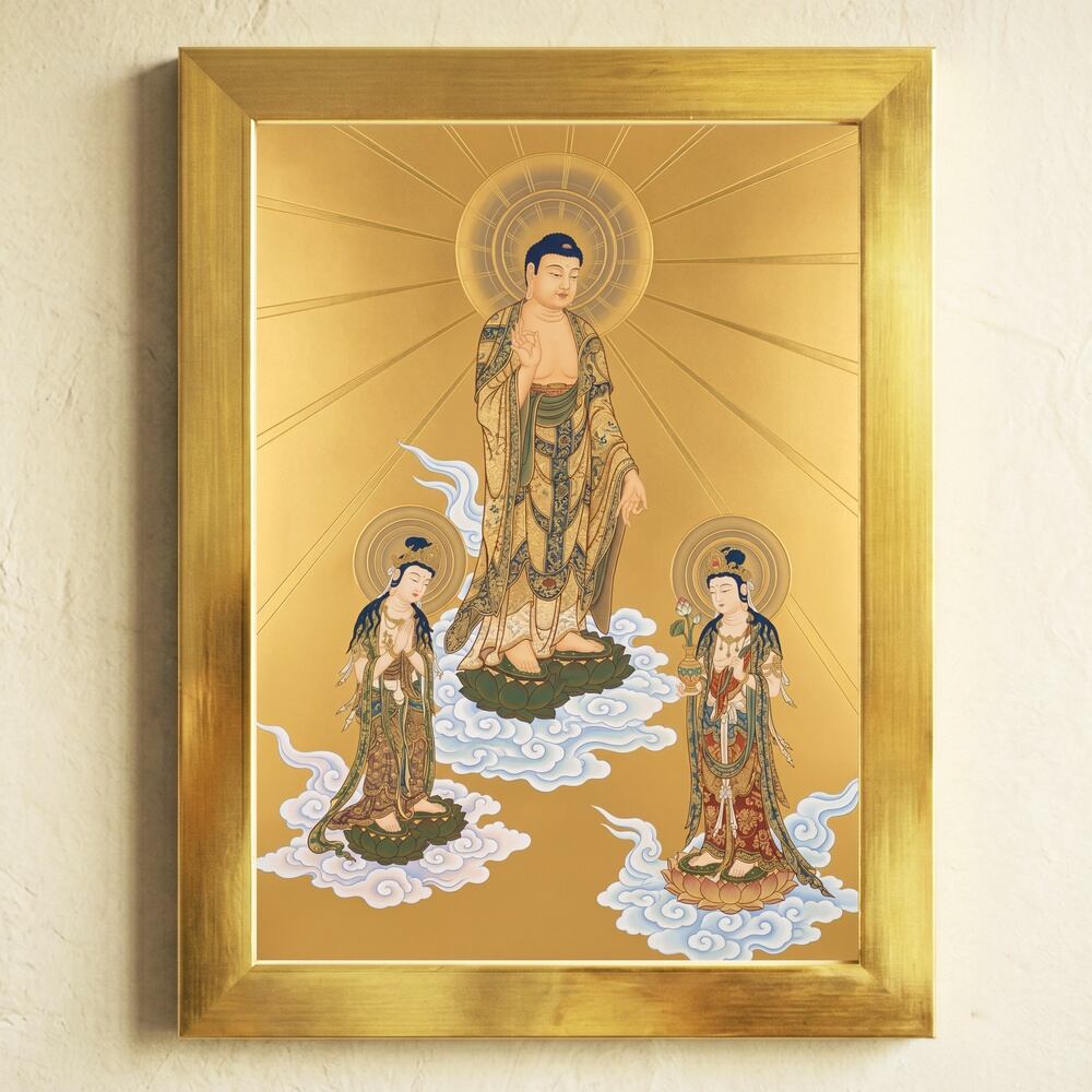 No938【阿弥陀三尊】極楽へ誘う慈悲の光【仏画アート】 | God Works