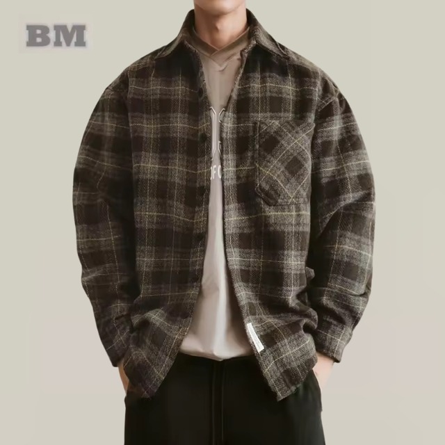 Plaid Check Collared Shirt【B0542】