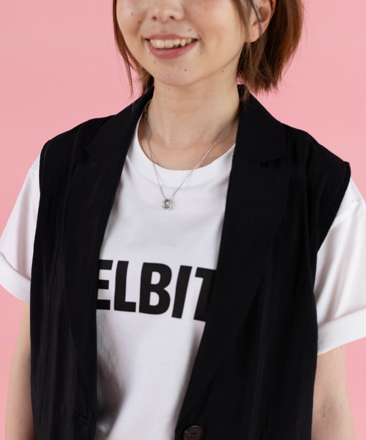 SELBITS LOGO TEE　white×logo black